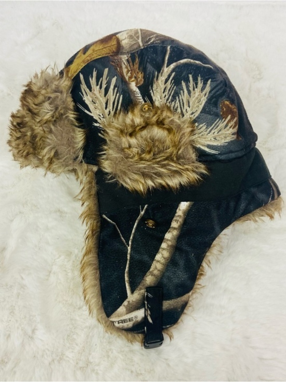 NWOT Hot shot real tree hunting warm Faux Fur Trapper Hat in Brown Tones